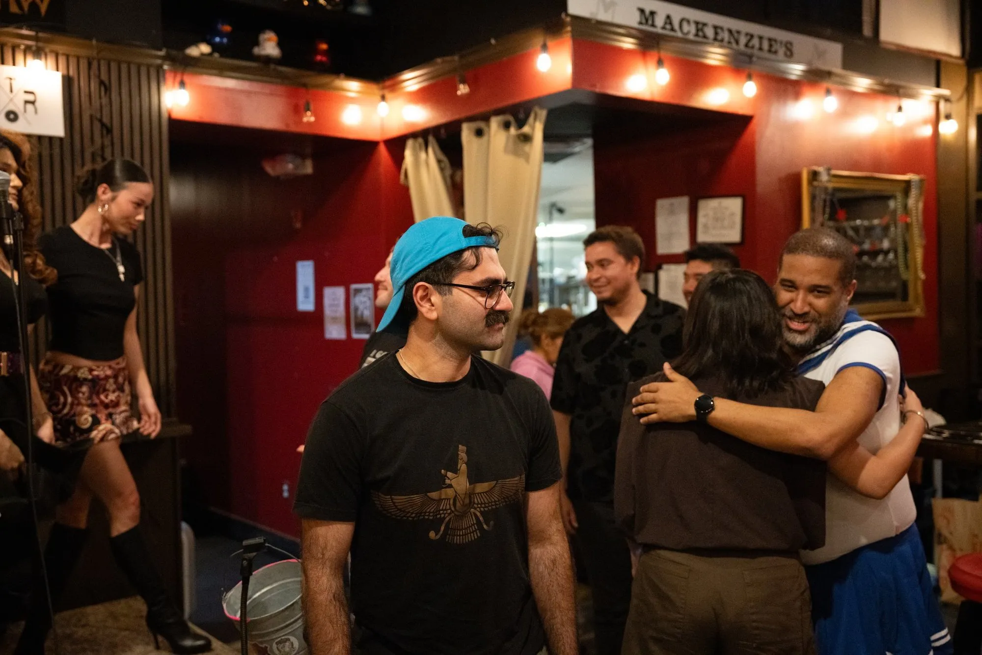 Guests hugging after the show